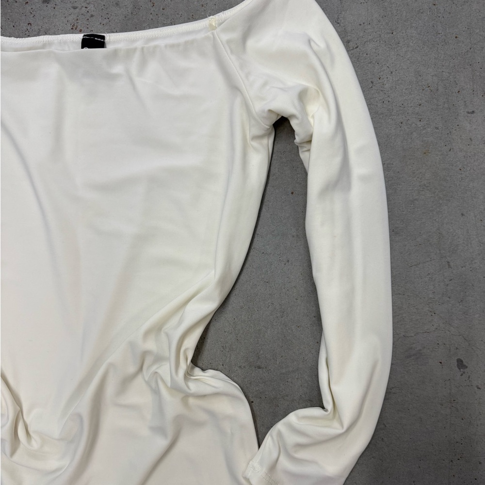 Windsor Off-Shoulder Long Sleeve Bodycon Dress | Ivory | Size M - Picture 2 of 2